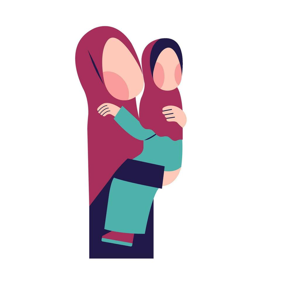 Muslim Mother With Muslim Daughter vector