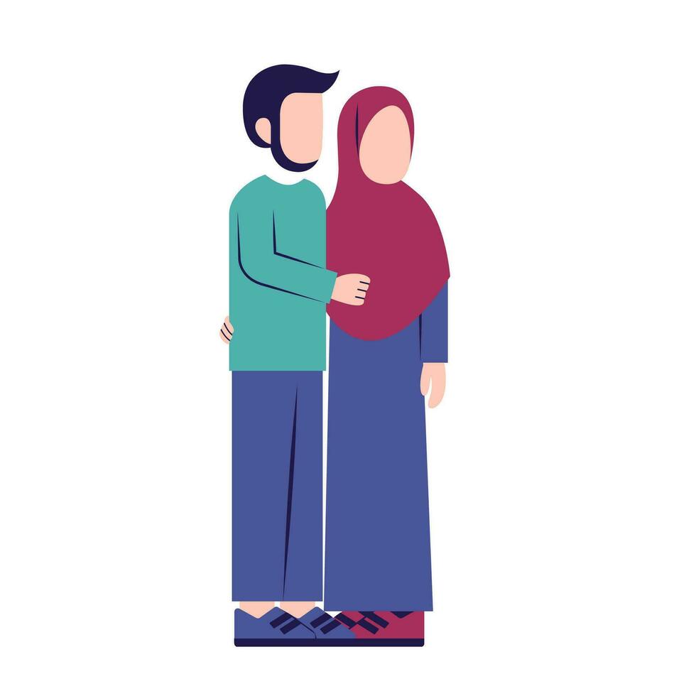 Illustration Of Romantic Muslim Couple vector