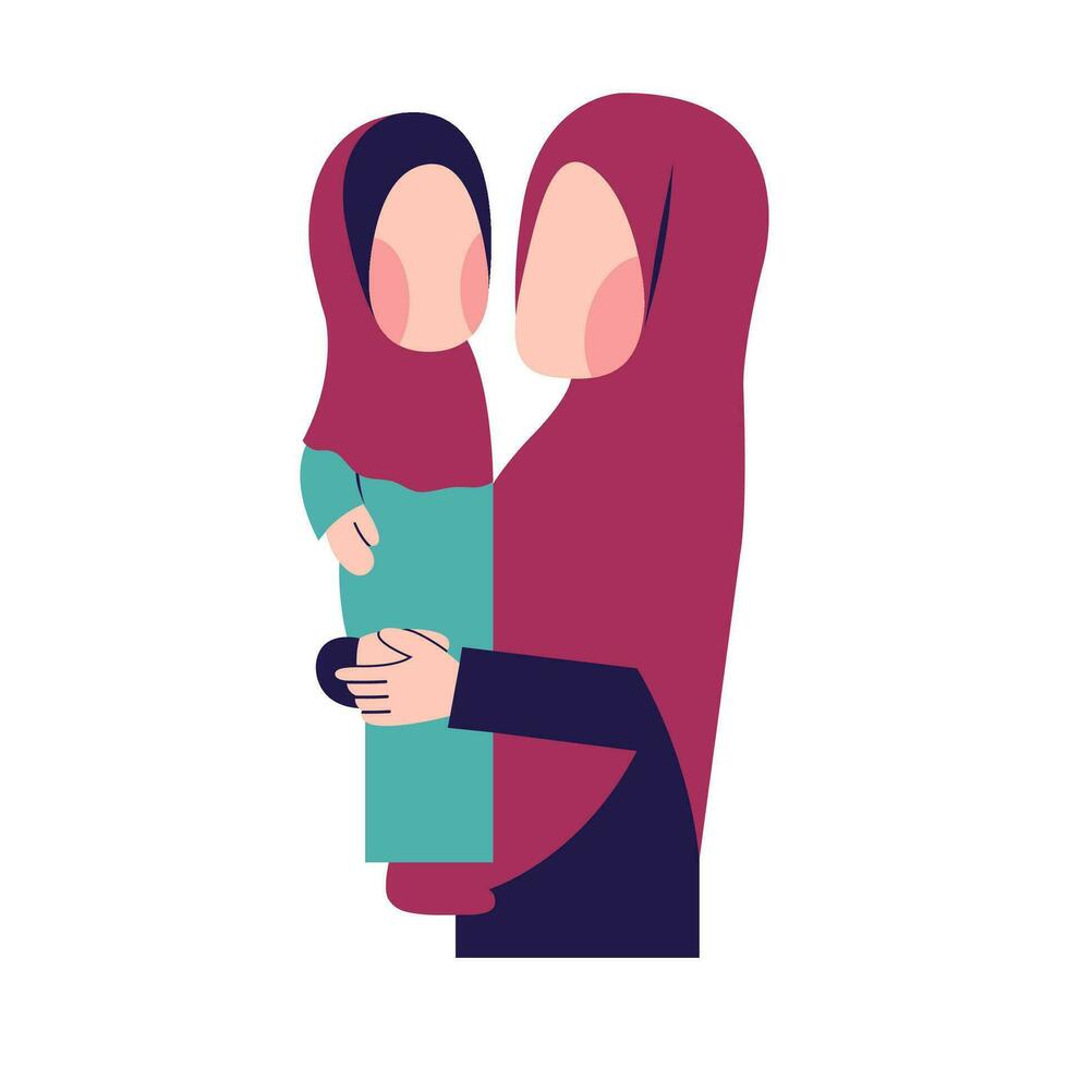 Muslim Mother With Muslim Daughter vector