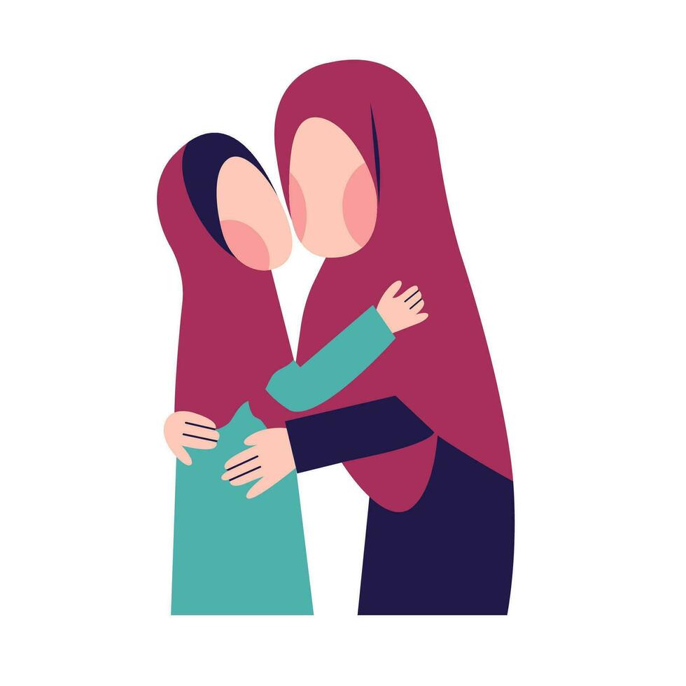 Muslim Mother With Muslim Daughter vector