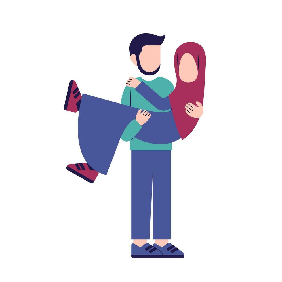 Illustration Of Romantic Muslim Couple vector