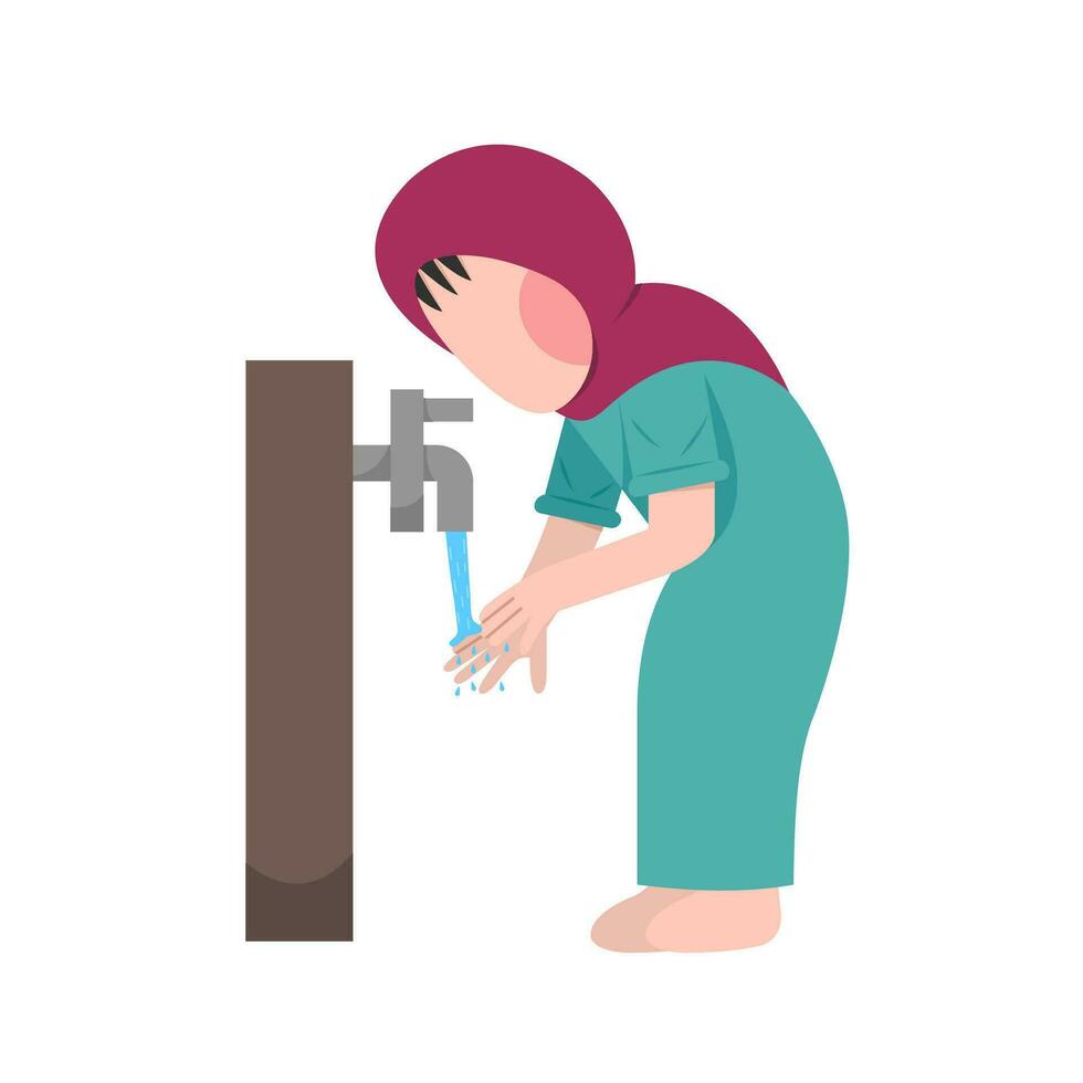 Muslim Girl Doing Ablution Step vector