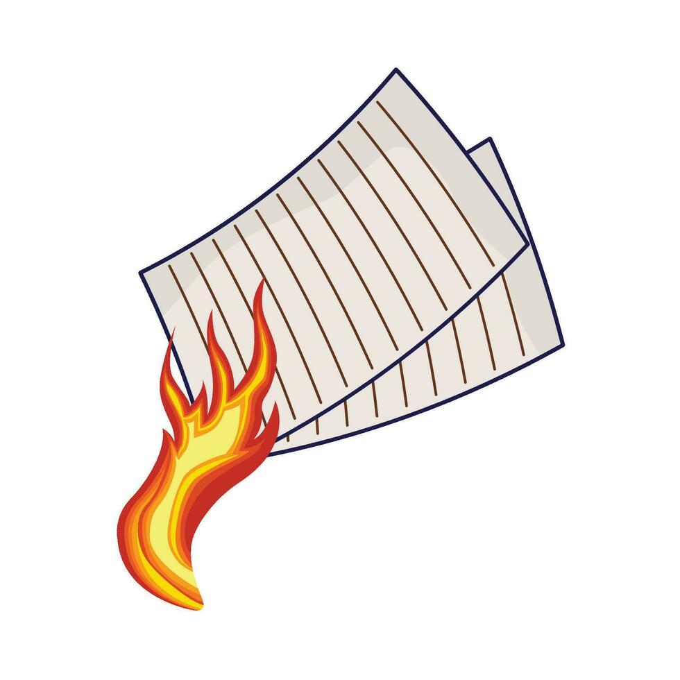 illustration of burning paper vector