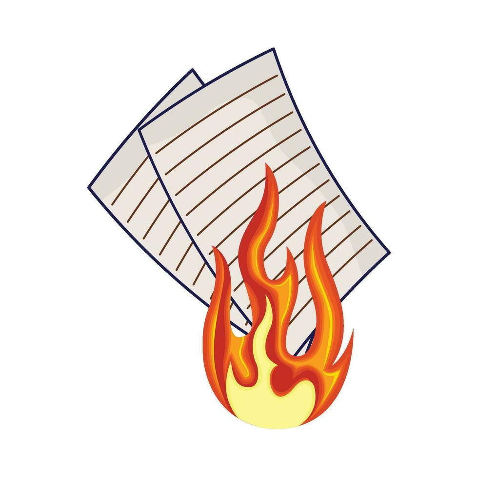 illustration of burning paper vector