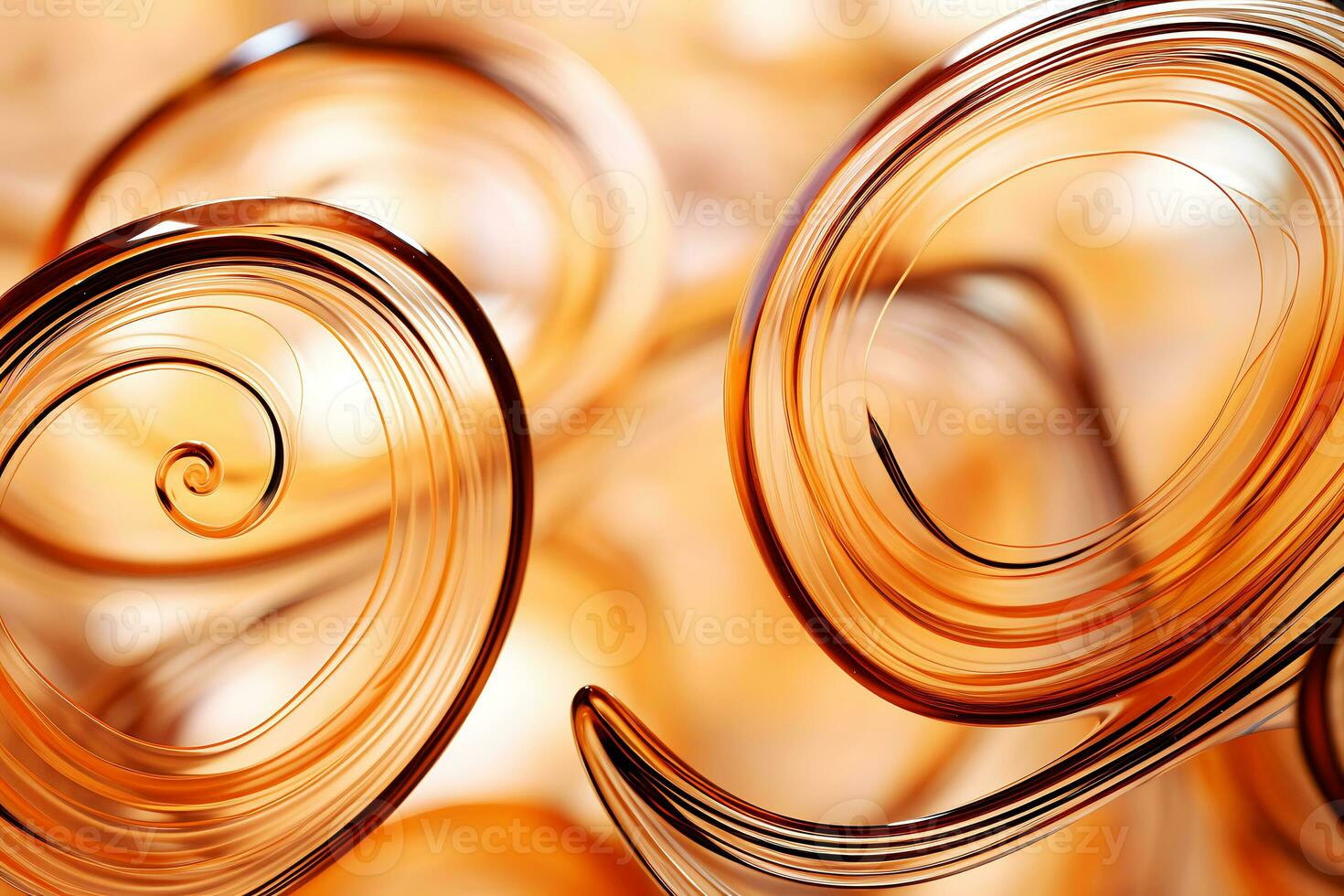 AI generated Amber Swirls of Serenity. Glass Art Calming Rhythms. Horizontal illustration photo