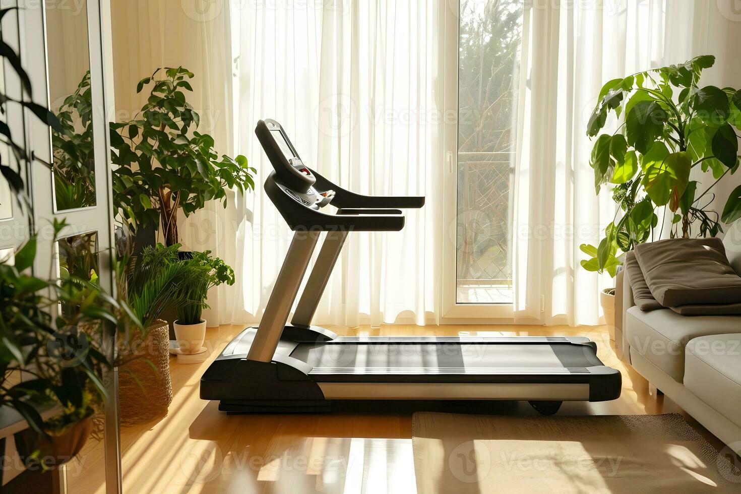 AI generated Inviting Home Workout Corner. Horizontal photo