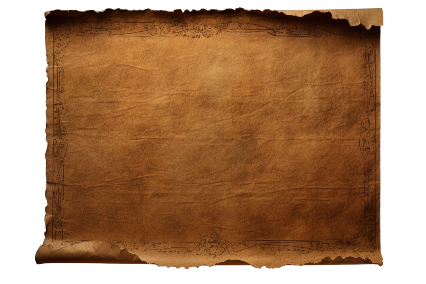 AI generated old parchment scroll on transparent background png