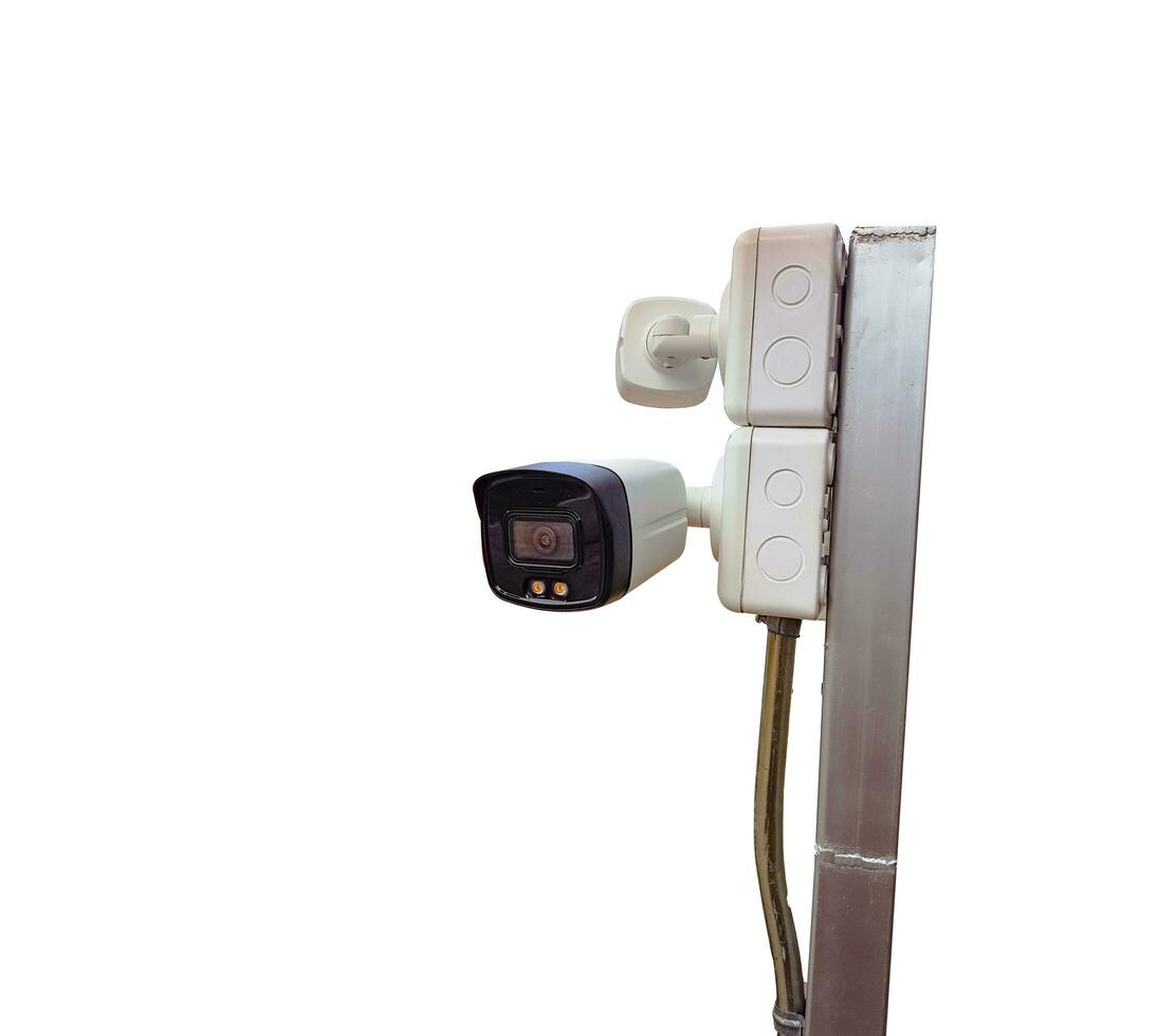 Isolated security camera on white background photo