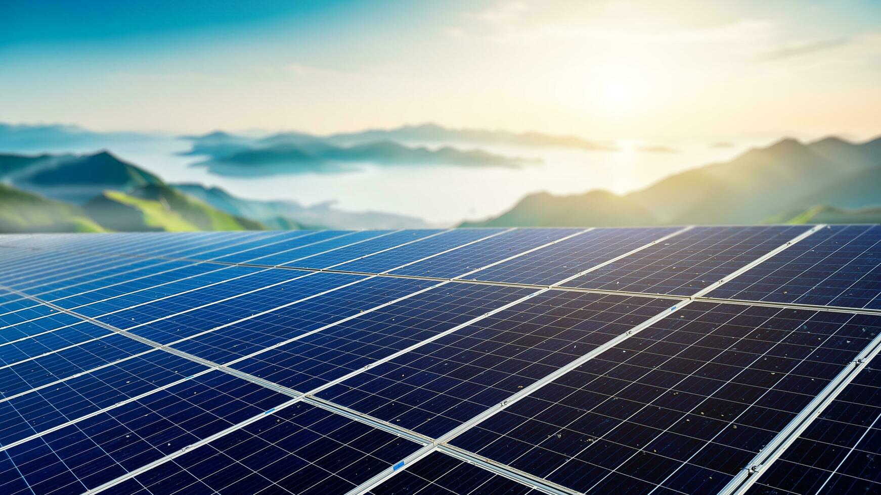 Dirty solar cell panels to power houses and towns photo
