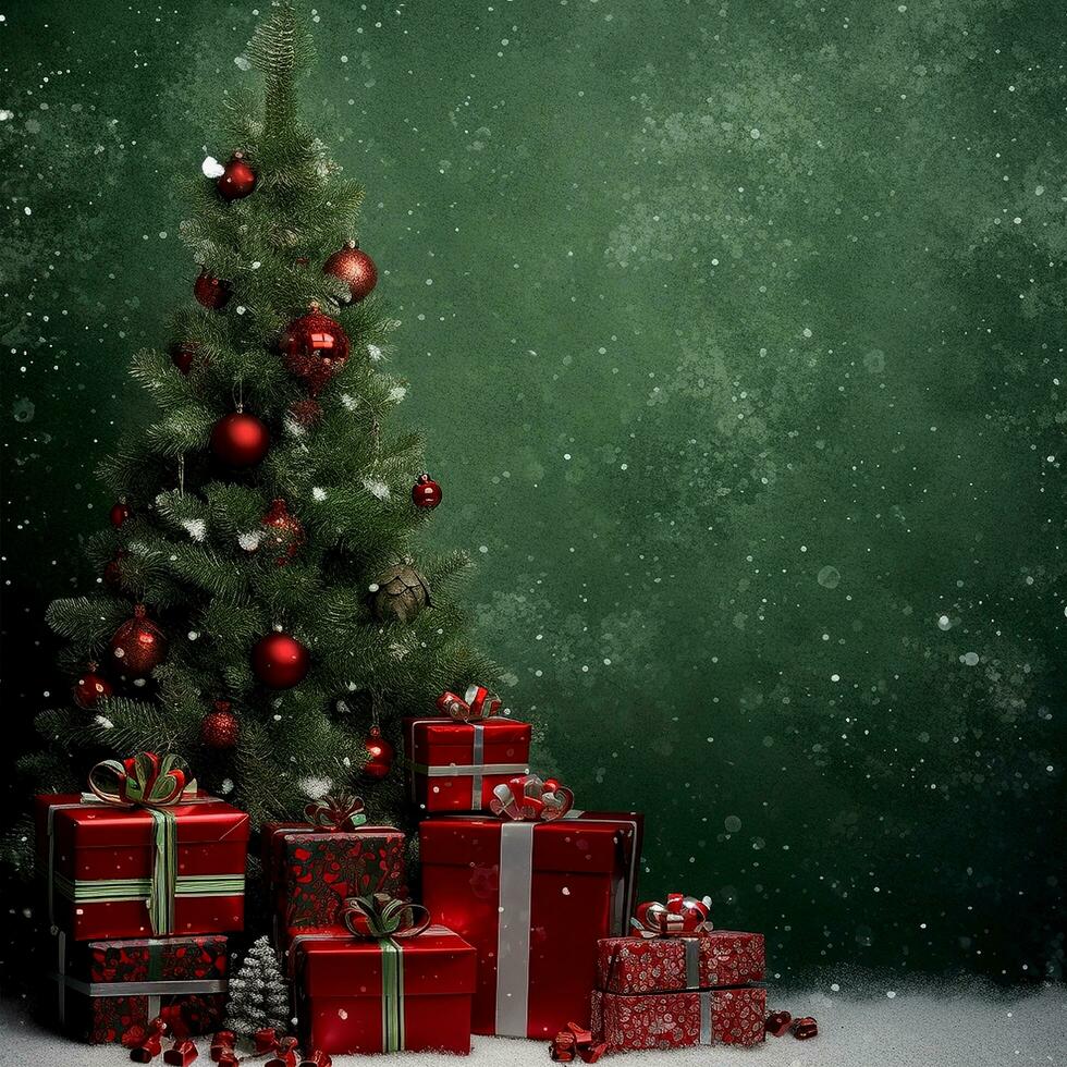 AI generated Christmas tree with giftboxes photo