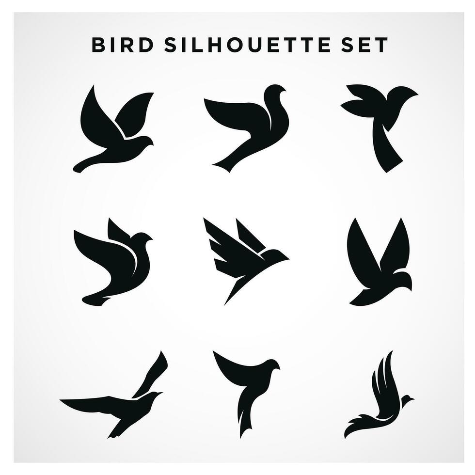 bird silhouette set vector