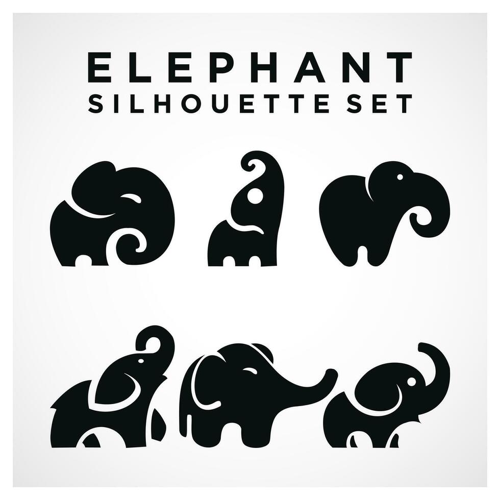 elefante silueta conjunto vector