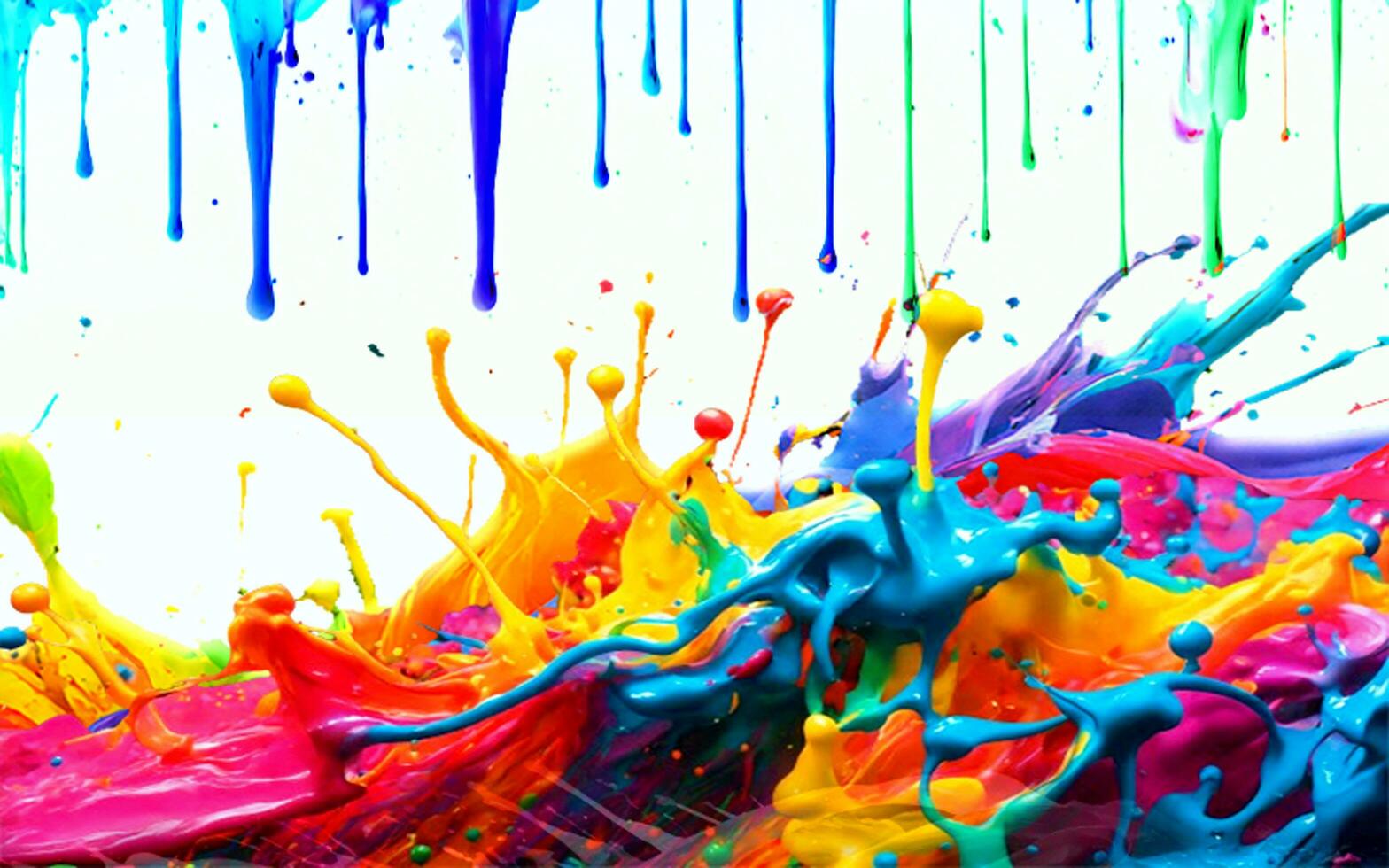 3d Abstract black in splash, paint, isolated on white background, brush strokes, stain grunge rainbow style with Generative AI photo