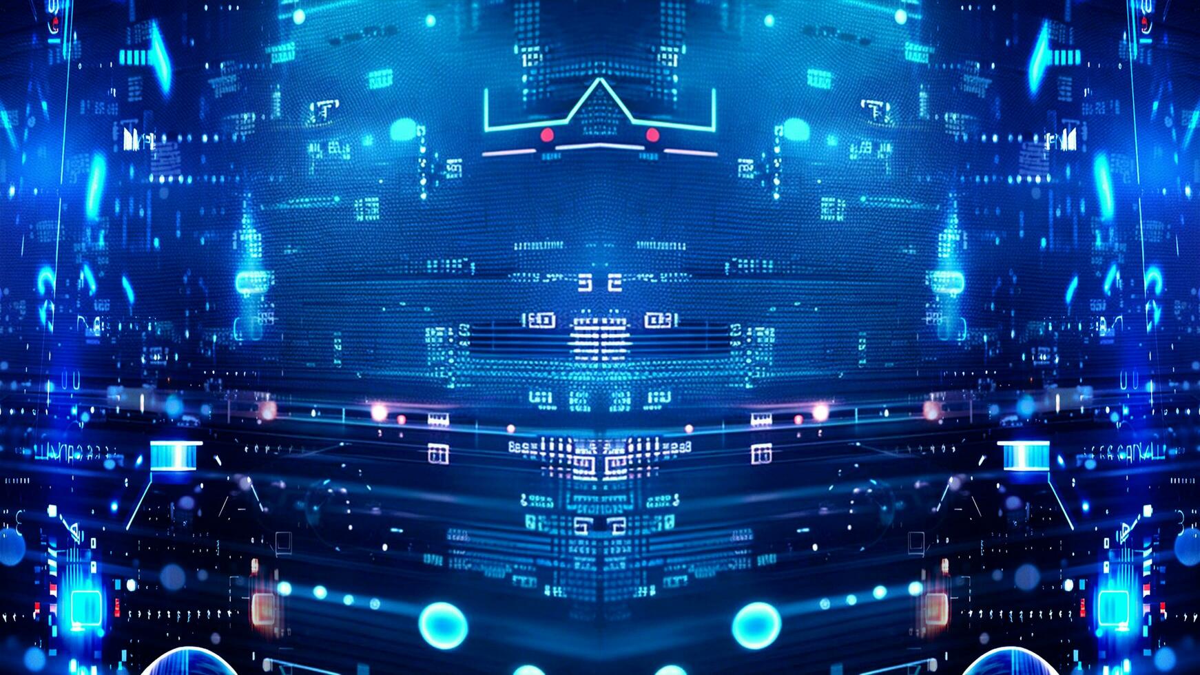 AI generated Abstract tech background Matrix particles grid virtual reality floating numbers hud generative ai photo