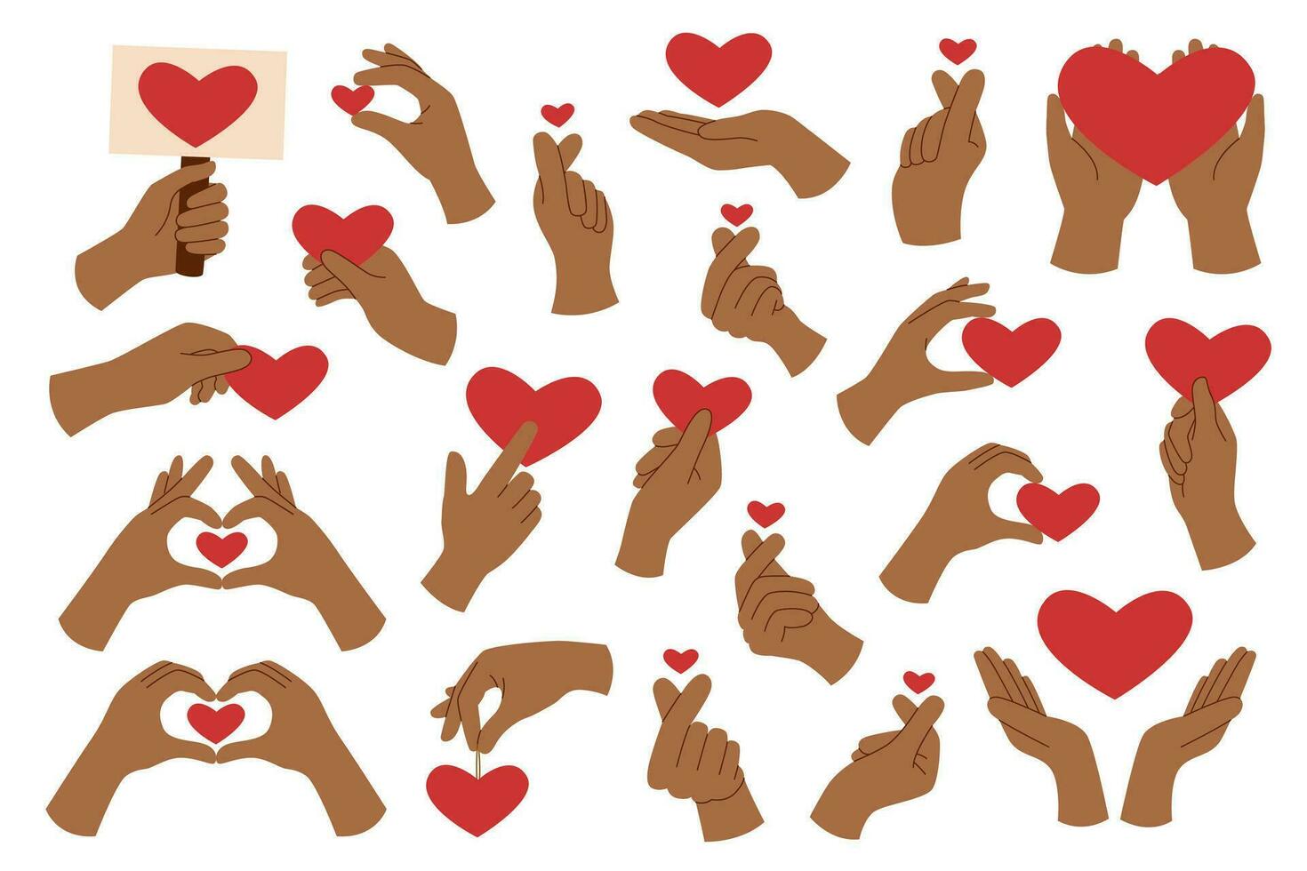 Hands with hearts set vector
