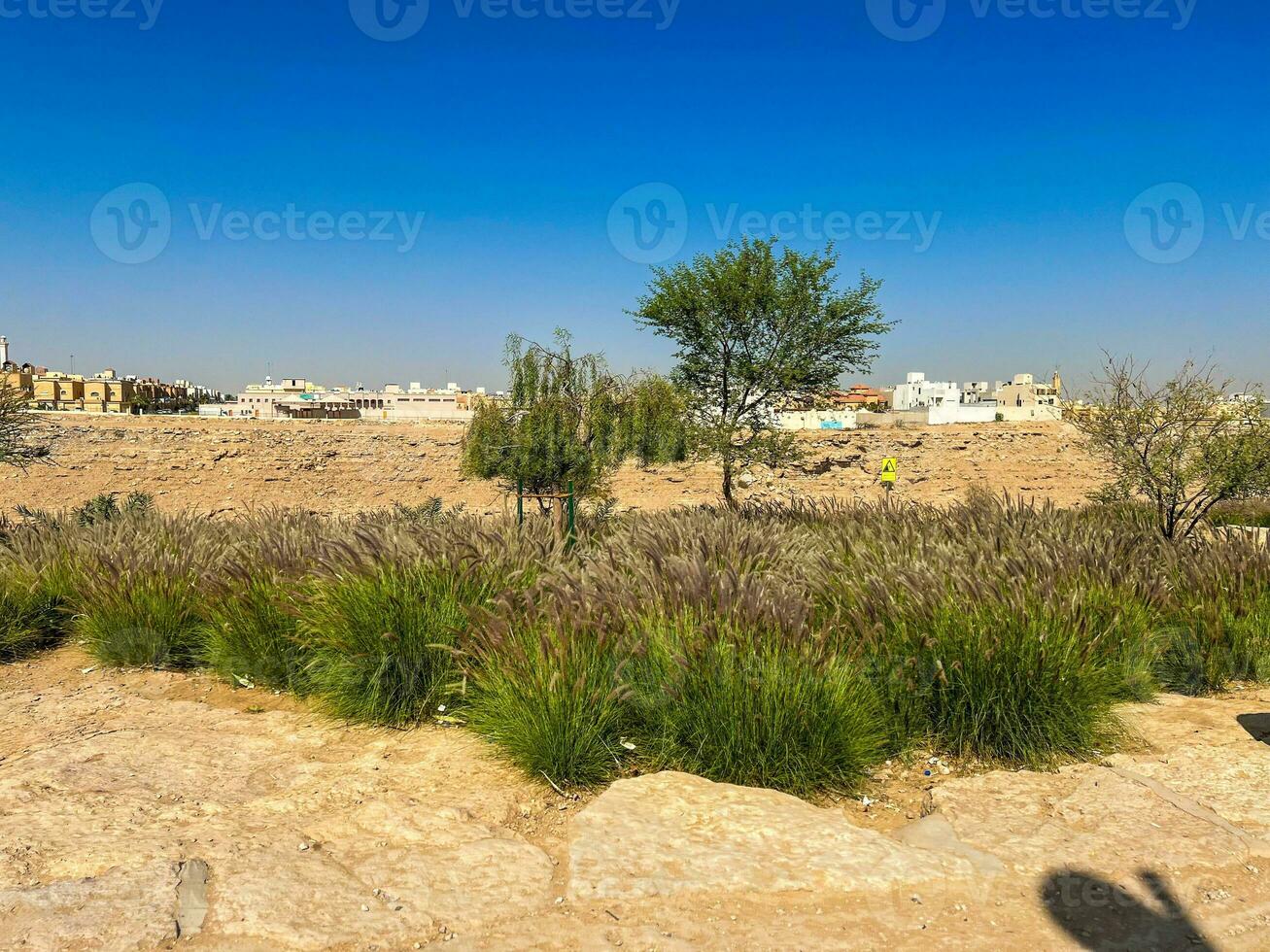 Public barbecue place  in a Wadi namar park riyadh . The stone block allows people to grill food outdoors. Fire place for a BBQ party. photo