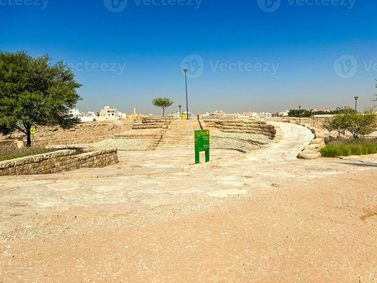 Public barbecue place  in a Wadi namar park riyadh . The stone block allows people to grill food outdoors. Fire place for a BBQ party. photo