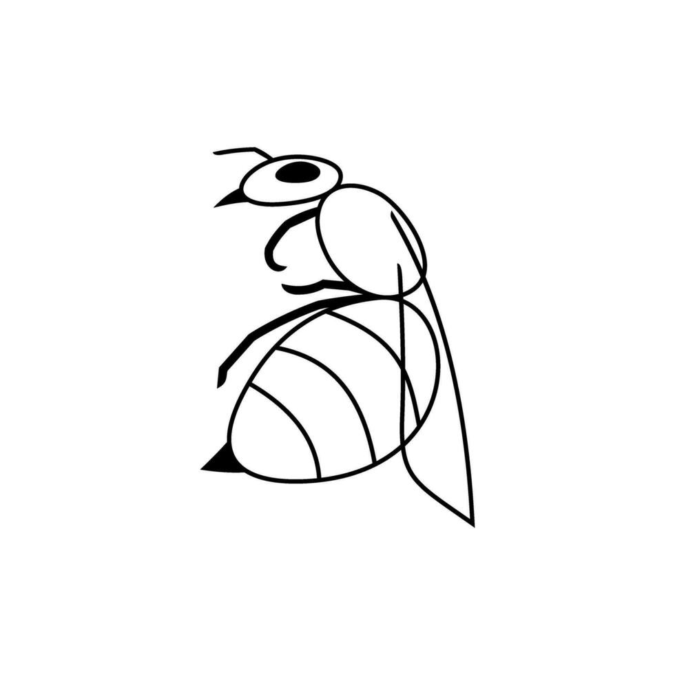 un negro y blanco dibujo de un abeja vector