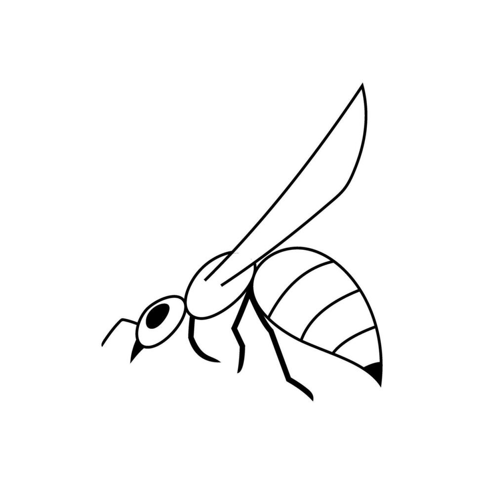 a black and white drawing of a bee vector