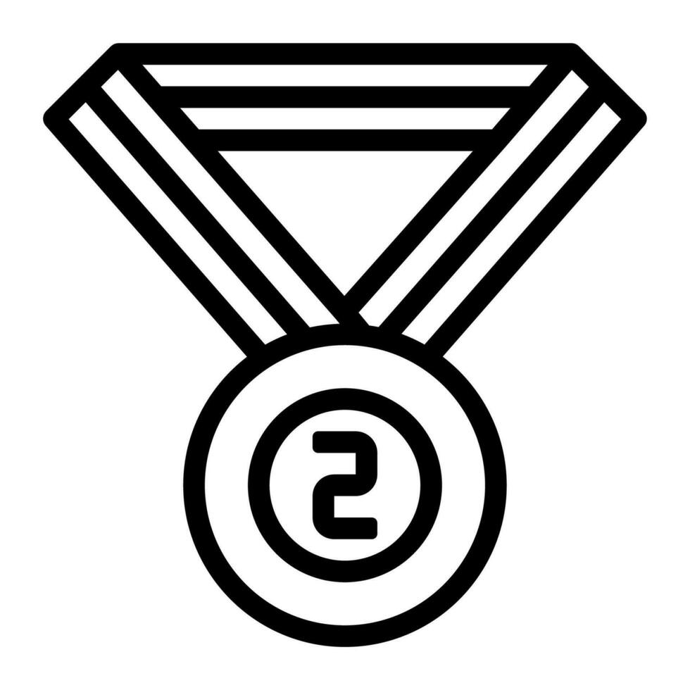 plata medallas premio icono o logo ilustración contorno negro estilo vector