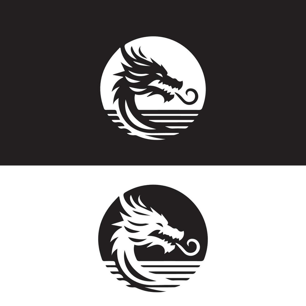 Dragon logo icons. Ancient mythical serpent symbol. Mythological beast sign. Vector illustration.