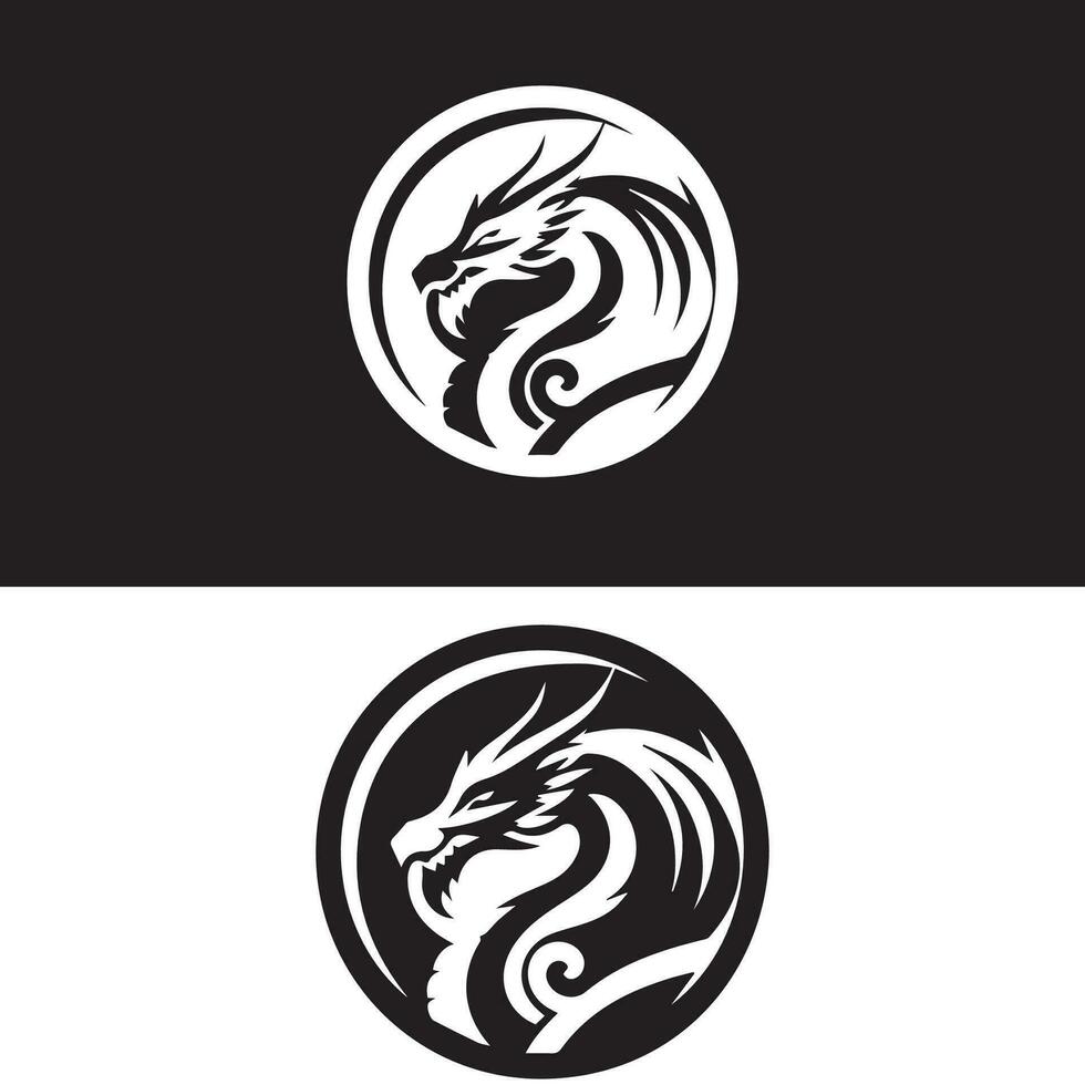 Dragon logo icons. Ancient mythical serpent symbol. Mythological beast sign. Vector illustration.