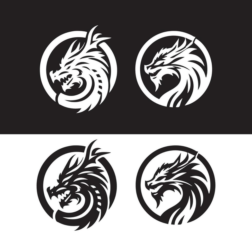 Dragon logo icons. Ancient mythical serpent symbol. Mythological beast sign. Vector illustration.