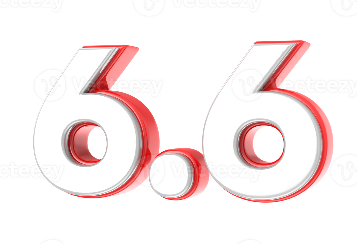 6.6 verkauf 3d-number illustration konzeptdesign png