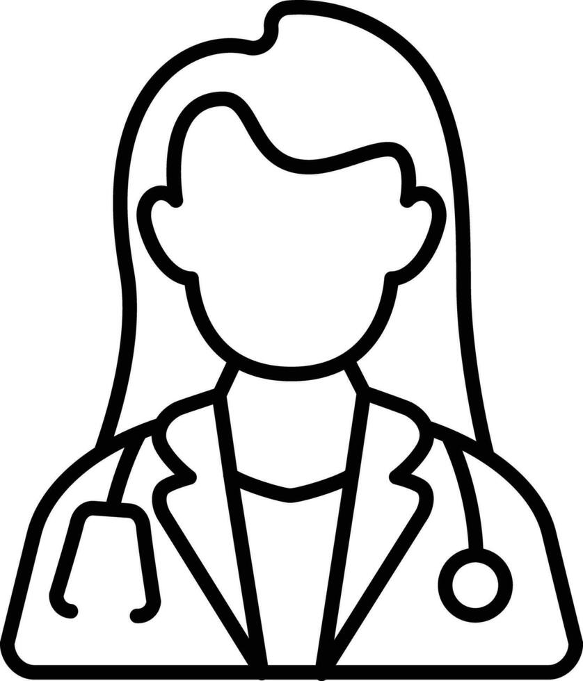 lady doctor Outline vector illustration icon