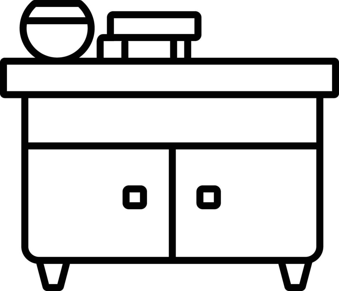 Study table with storage Outline vector illustration icon