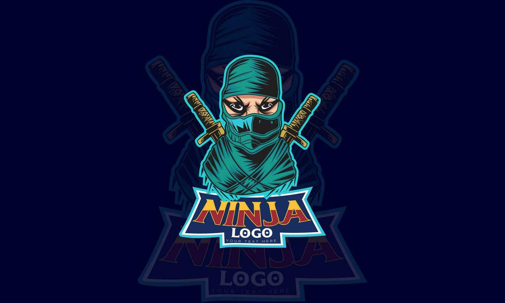 ninja dibujos animados mascota logo modelo vector