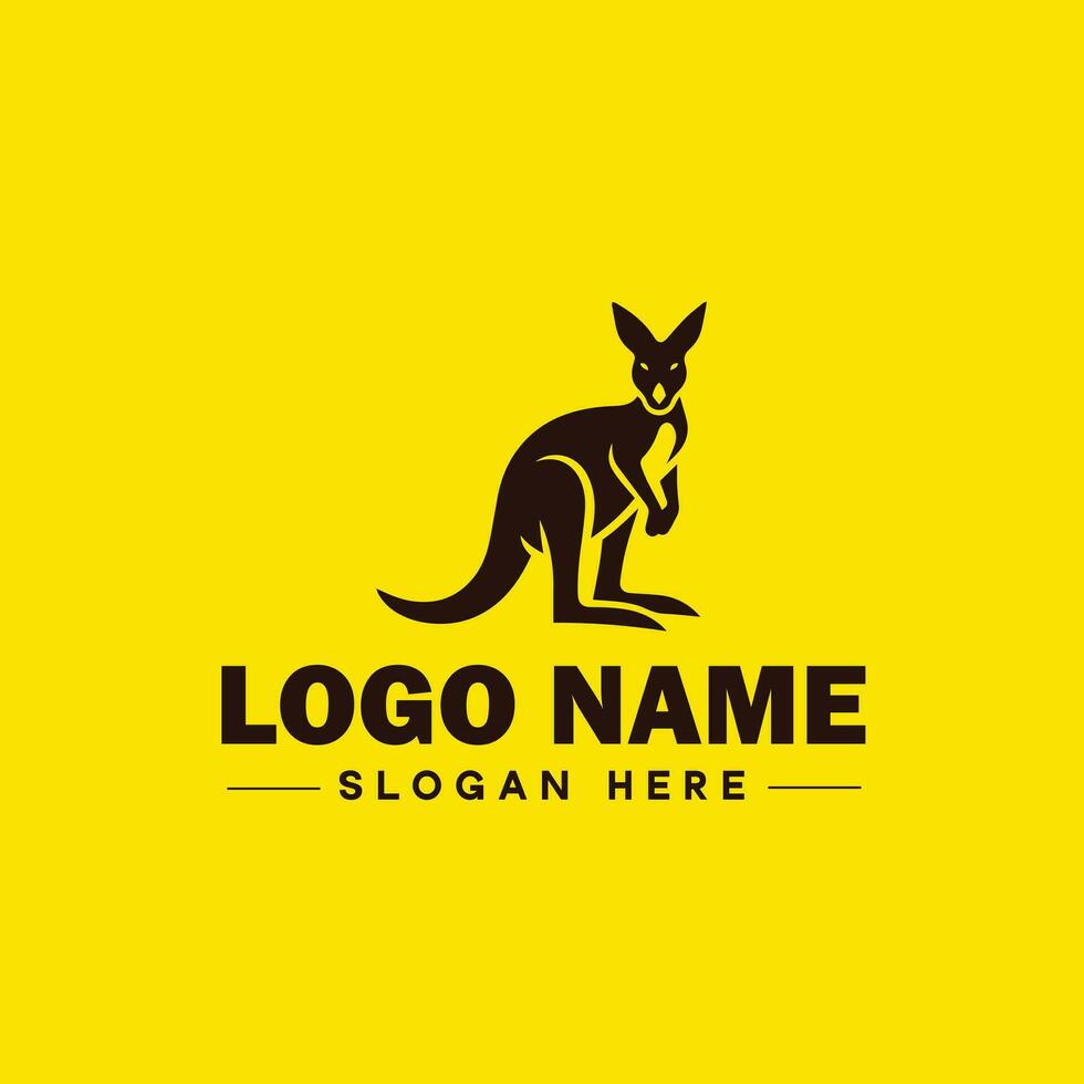 Kangaroo logo and icon symbol clean flat modern minimalist logo design editable vector