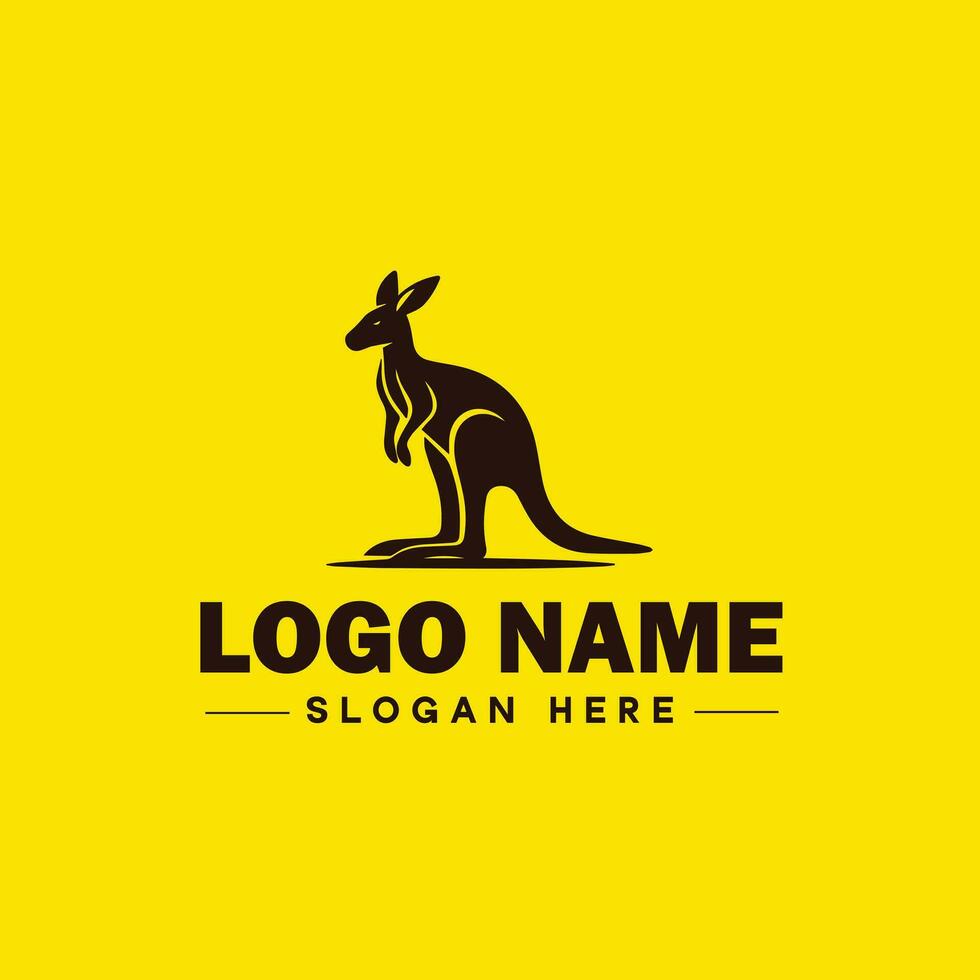 Kangaroo logo and icon symbol clean flat modern minimalist logo design editable vector