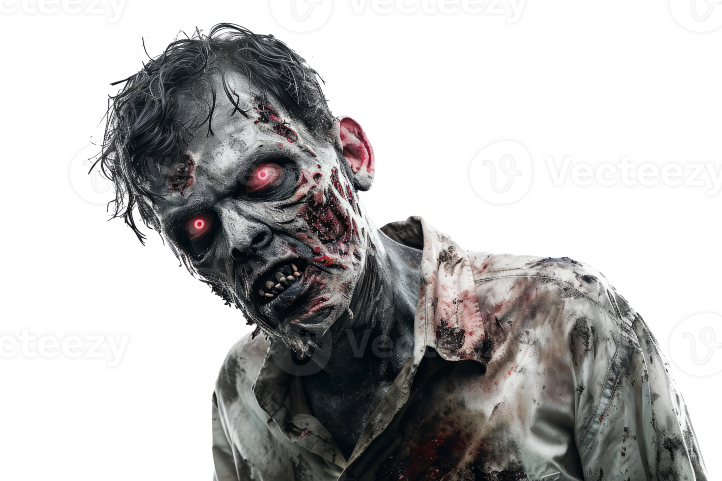 AI generated Zombie man isolated on transparent background. Zombie apocalypse png