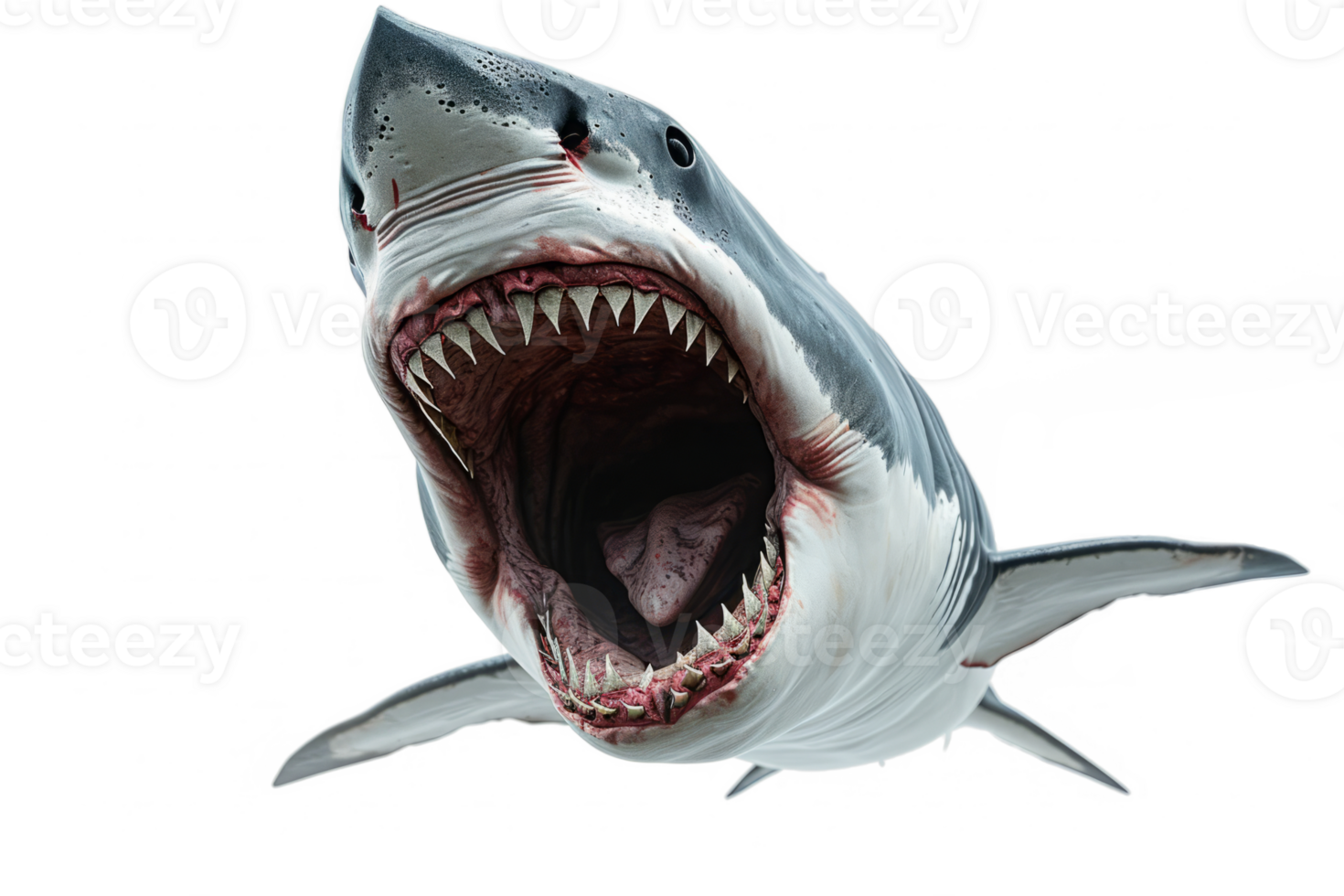 AI generated Shark with open jaws isolated on transparent background. Aggressive marine predator png