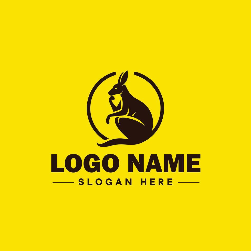 Kangaroo logo and icon symbol clean flat modern minimalist logo design editable vector