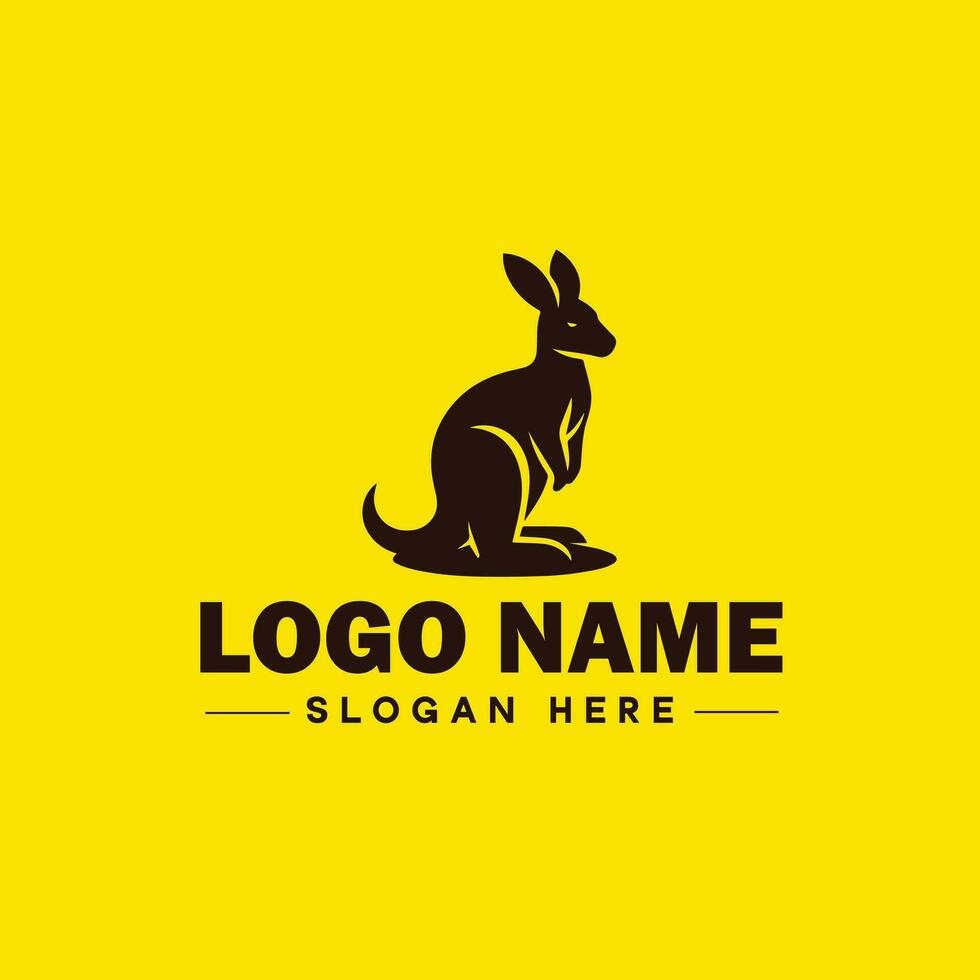 Kangaroo logo and icon symbol clean flat modern minimalist logo design editable vector