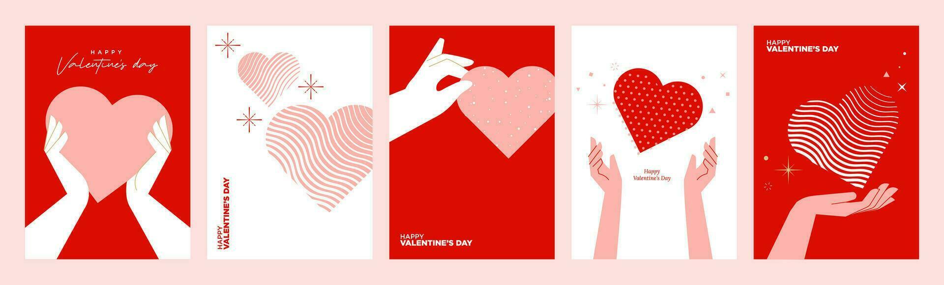 Valentines day greeting card templates and banners. Vector illustrations for Valentines day,  love message, social media and web banner, marketing.