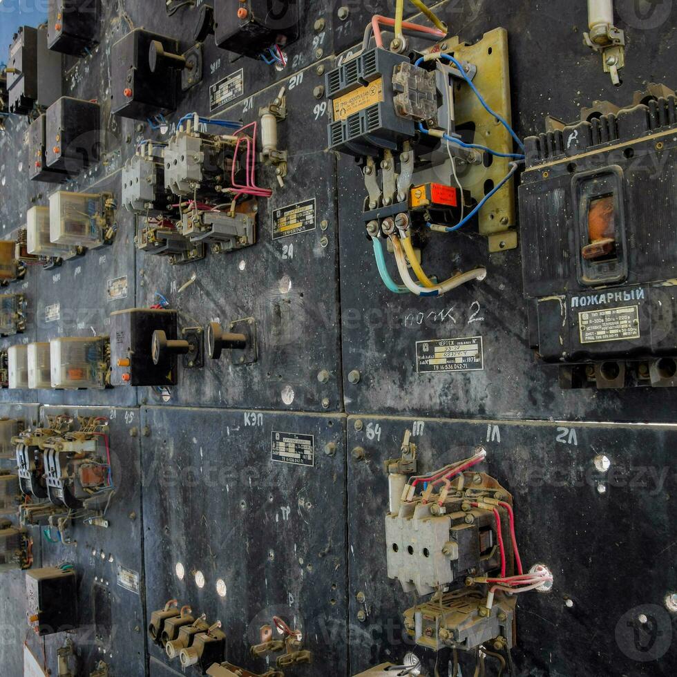 Electrical switchboard pumping station. Control units and electr photo