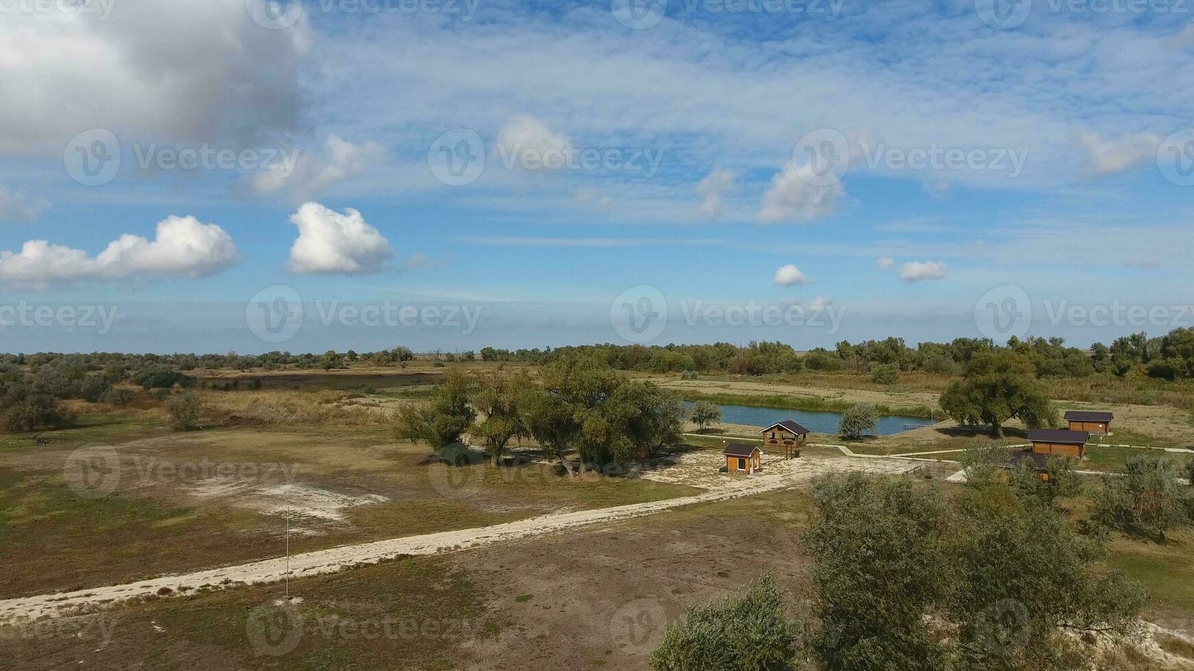 Landscape near the Sea of Azov, the river, an artificial lake and open spaces for hunting and fishing photo