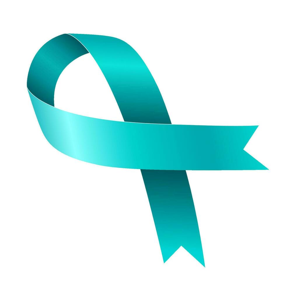 verde azulado conciencia cinta. conciencia para cervical cáncer, ovario cáncer vector