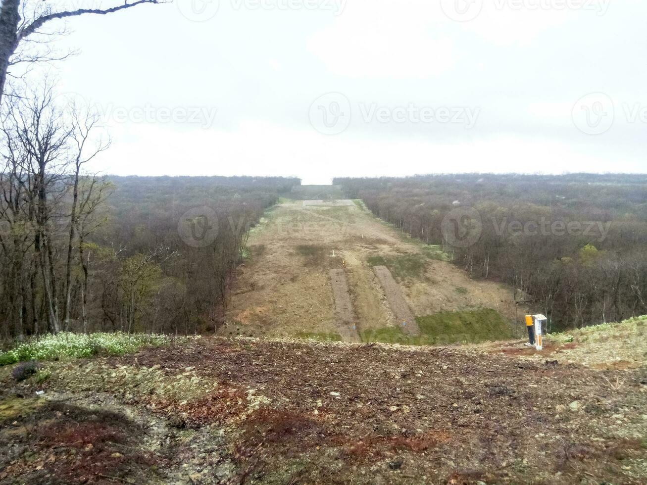 un claro en el bosque para el gas tubería foto