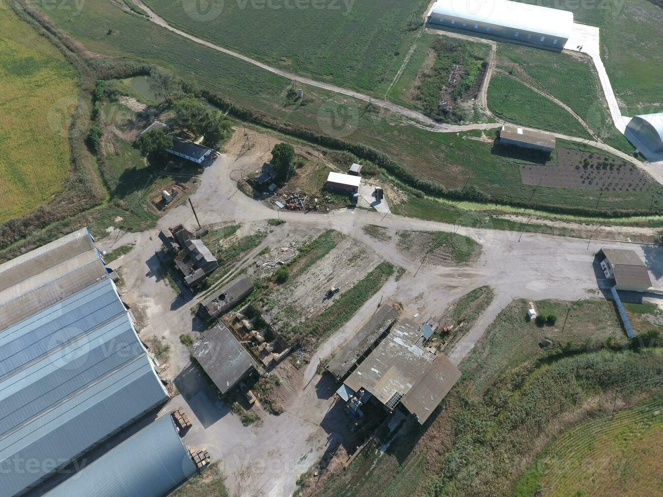 Hangar of galvanized metal sheets for storage of agricultural products photo