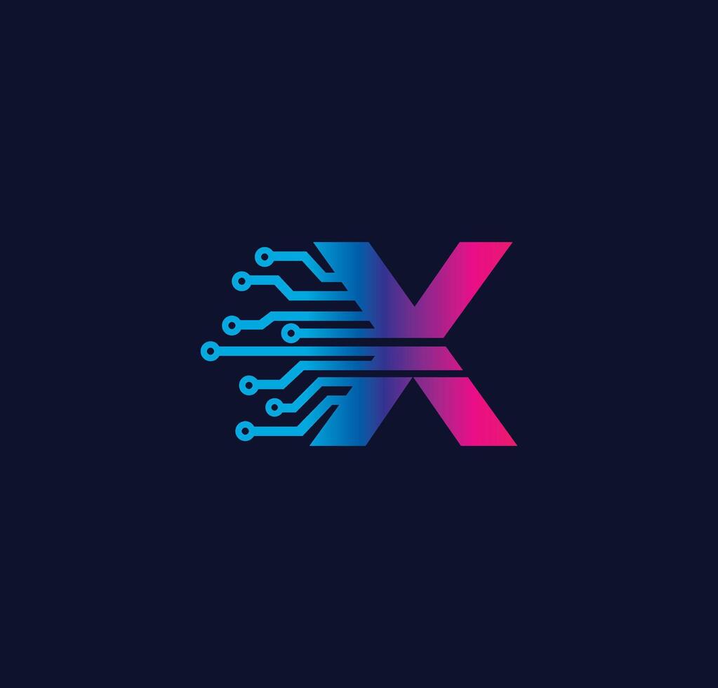 X alfabeto datos almacenamiento tecnología logo diseño concepto vector