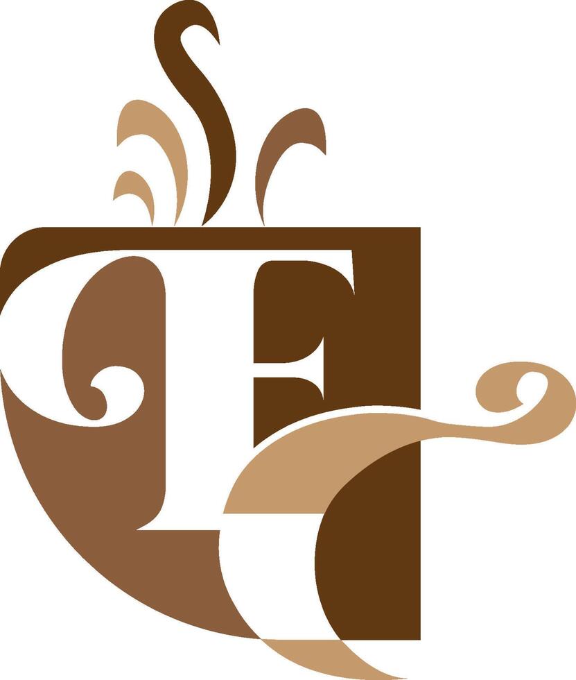 fc letra café tienda logo diseño empresa concepto vector