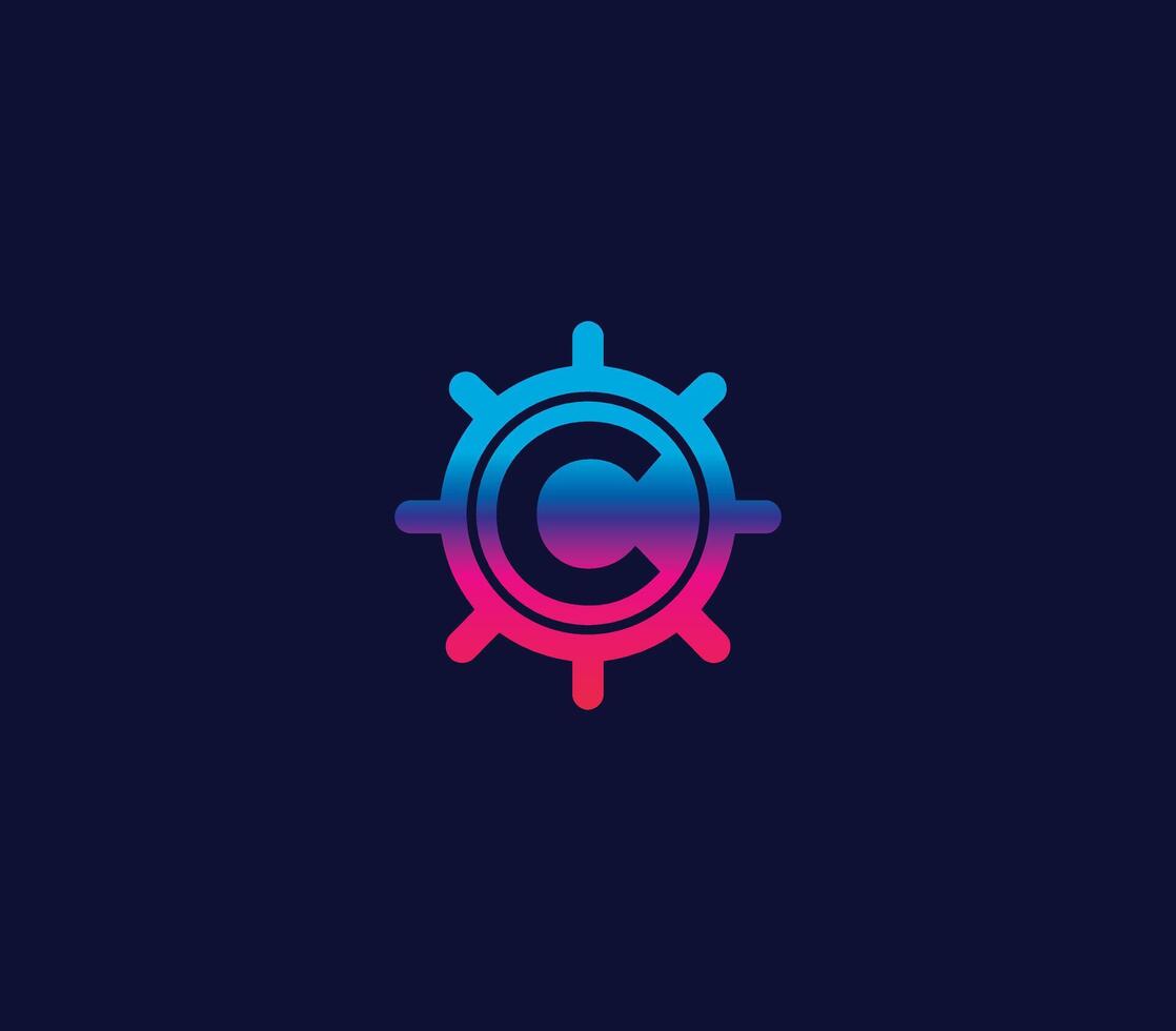 C Alphabet Locker Logo Design Concept vector