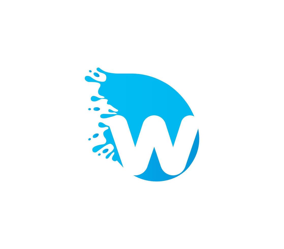 W Alphabet Water Logo Design Concept vector