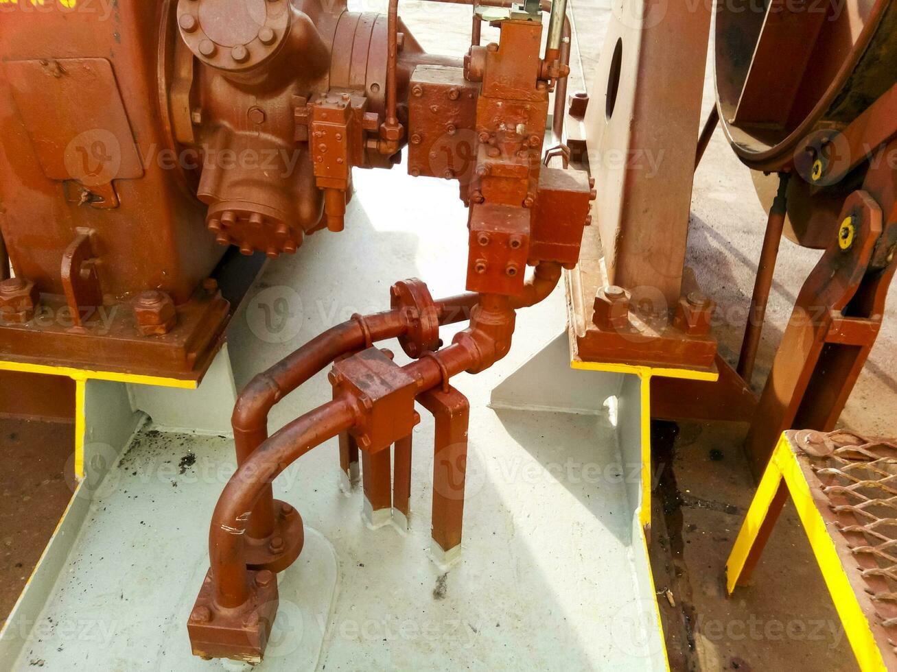 Manual shut-off valve of the outlet pipe of the water supply line of the fire-fighting system photo