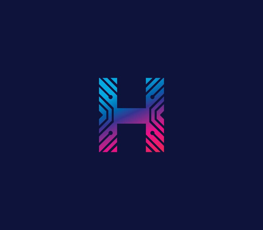 h alfabeto tecnología logo diseño concepto vector
