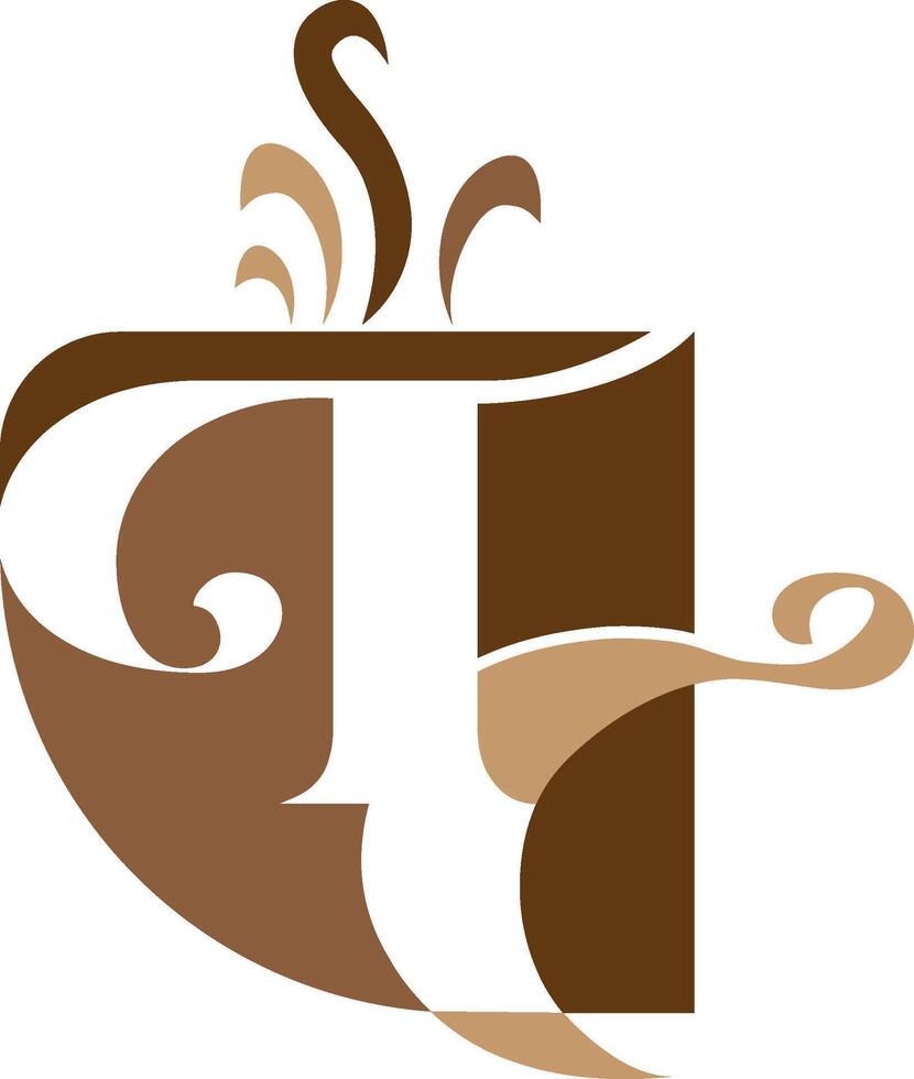 tc letra café tienda logo diseño empresa concepto vector